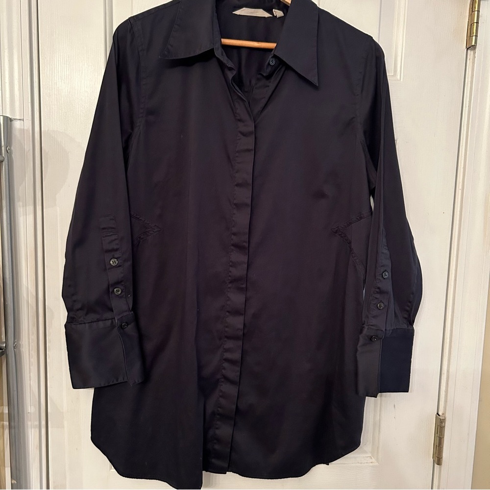 Soft Surroundings Navy Perfect Seams Shirt Size L